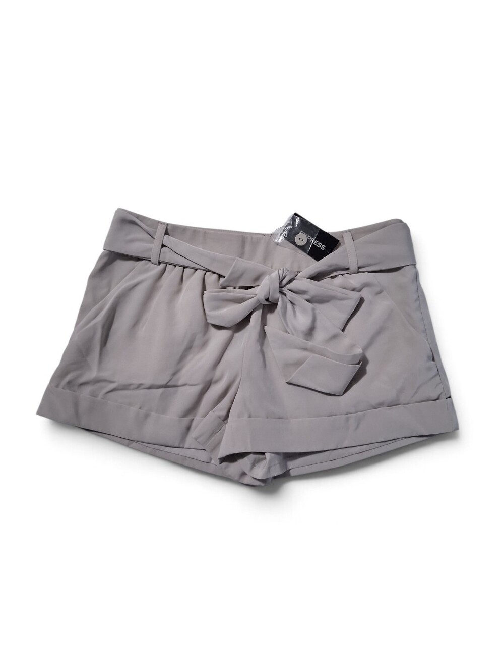 Express Gray Paperbag Tie-Waist Tailored Shorts with Cuffed Hem Womens Size 0